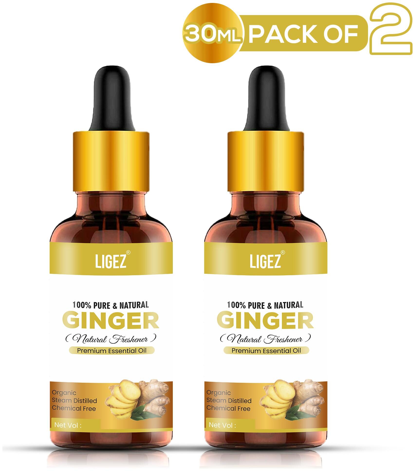 

Ligez Pure Natural Ginger Essential Oil 30 ml- (Pack of 2)