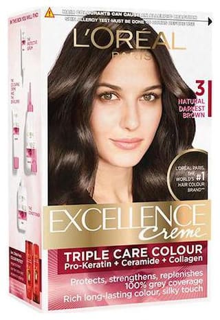 Buy Loreal Paris Excellence Creme Hair Color 3 Natural Darkest Brown 172 G Online At Low Prices In India Paytmmall Com