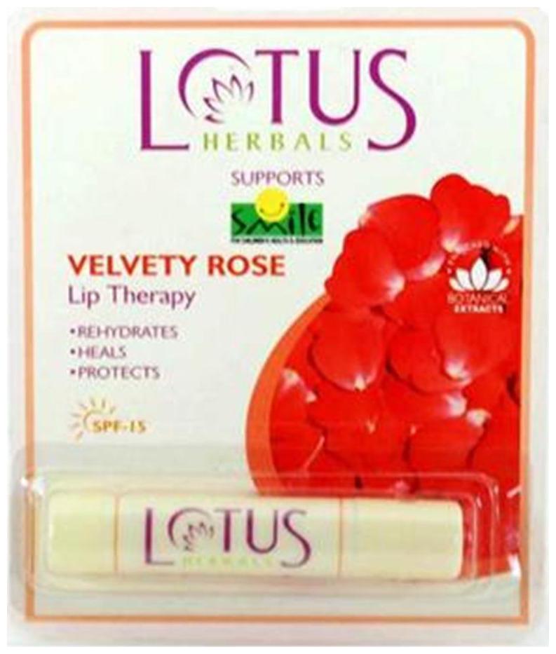 

Lotus Herbals Velvety Rose Lip Therapy Spf 15 Lipbalm 4 g