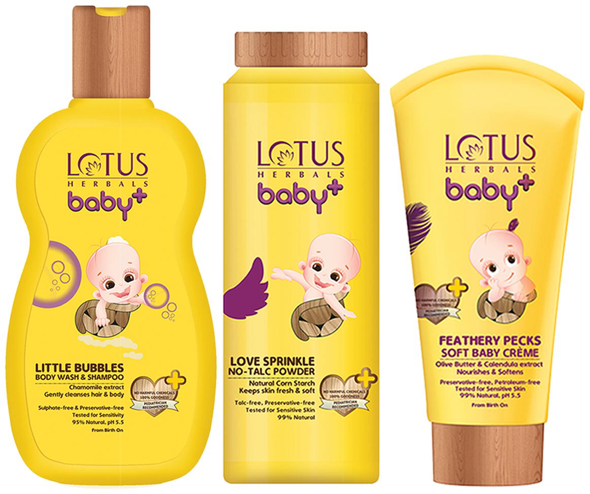 

Lotus Herbals Baby Combo Pack (Shampoo 200ml Powder 100 g creme 50g)