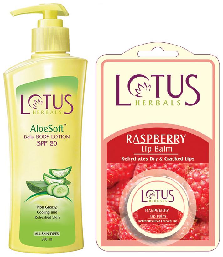

Lotus Herbals Winter Pack-Aloesoft Daily Body Lotion Spf 20 With Raspberry Lip Balm 5 g