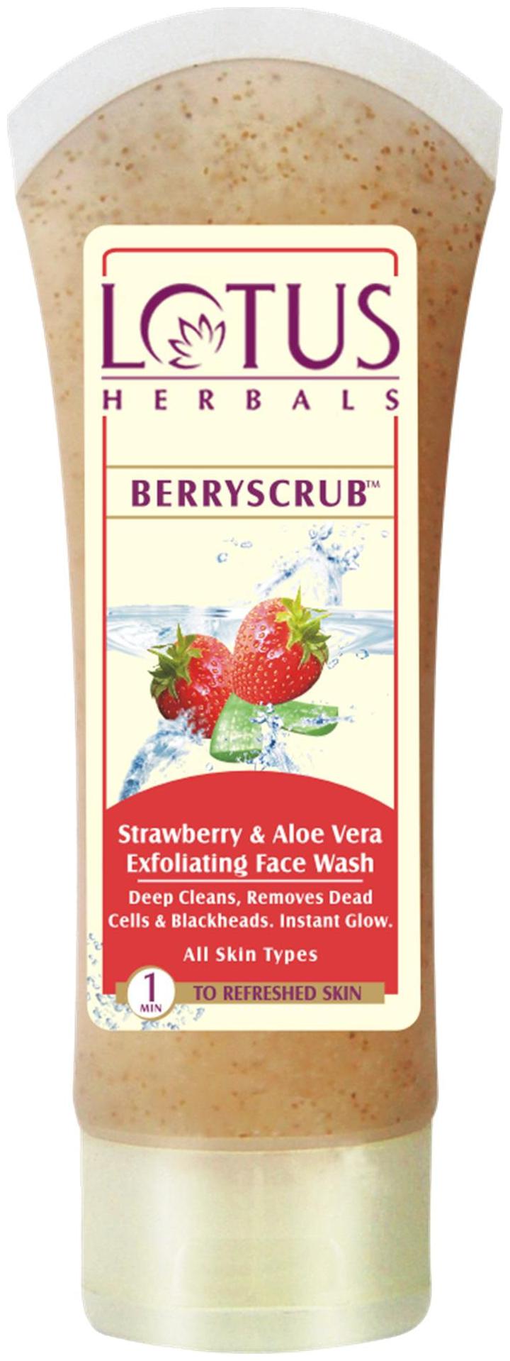 

Lotus Herbals Berryscrub Strawberry Aloe Vera Exfoliating Face Wash 120 g