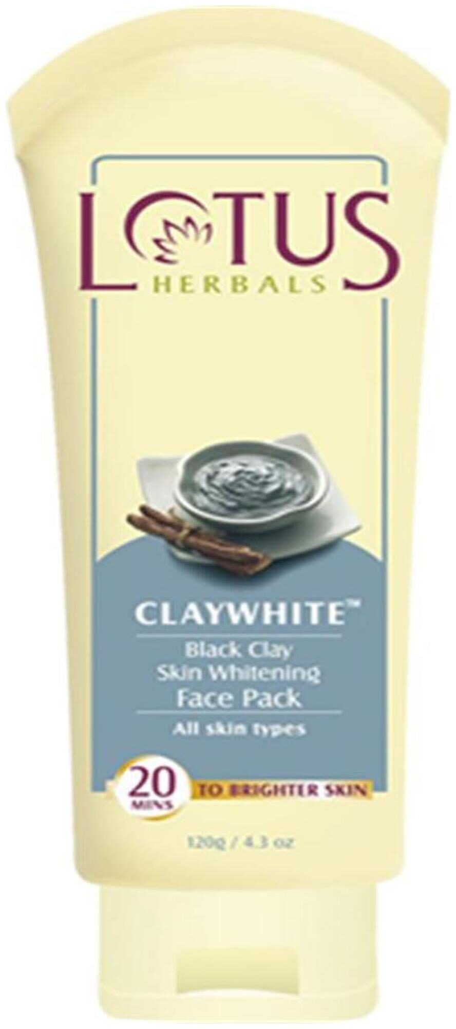

Lotus Herbals Claywhite Black Clay Skin Whitening Face Pack 60 G (Pack of 2)