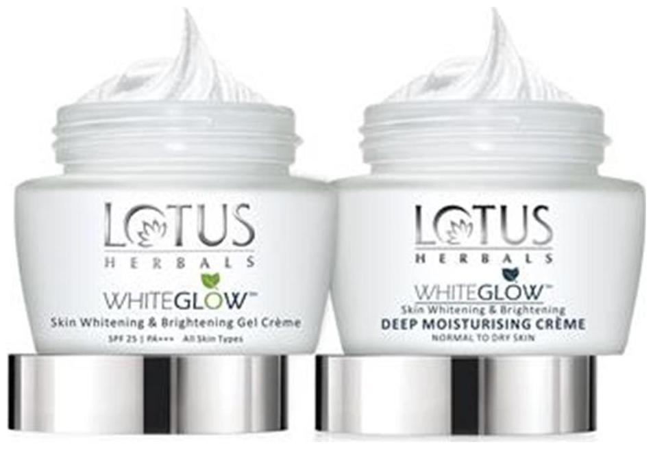 

Lotus Herbals White Glow Skin Whitening Brightening Gel Cream 60 g And Deep Moisturising Creme 60 g