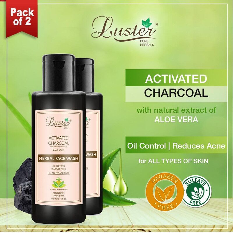 

Luster Activated Charcoal (Aloevera) Herbal Face Wash 110ml (Pack Of 2)