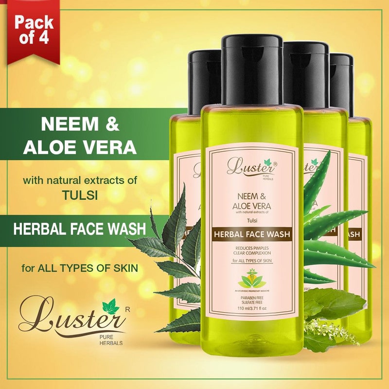 

Luster Neem Aloe Vera (Tulsi) Herbal Face Wash 110ml (Pack of 4)