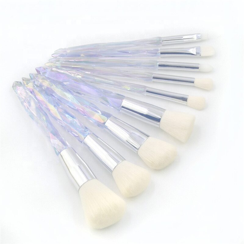 Luxury Beauty Makeup Brushes Crystal Handle Crystal Transparent Handle Kabuki Powder Foundation Brush Concealer Eye Shadow Eyeliner Eyebrow Brush Whi