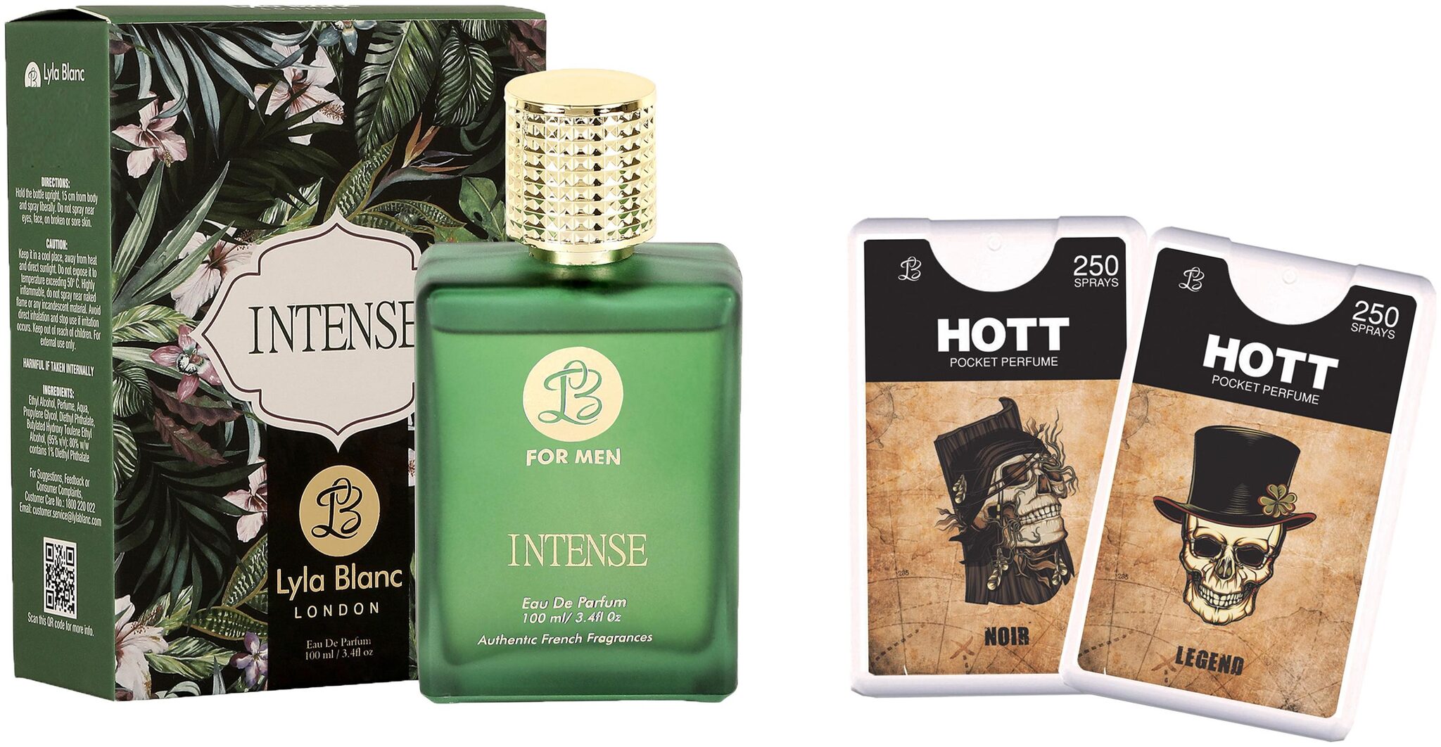 

Lyla Blanc Edp Intense Perfume (100 ml) 2 Pocket Perfume (18 ml each) Combo Offer For Men (Pack of 3)