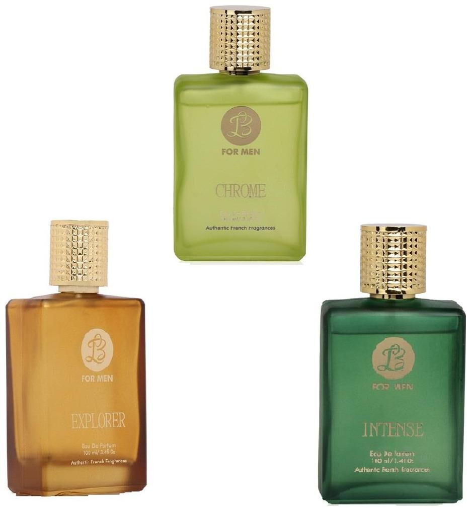 

Lyla Blanc EDP CHROME EXPLORER INTENSE Premium French Perfume for Men (Pack of 3) (100ml each)