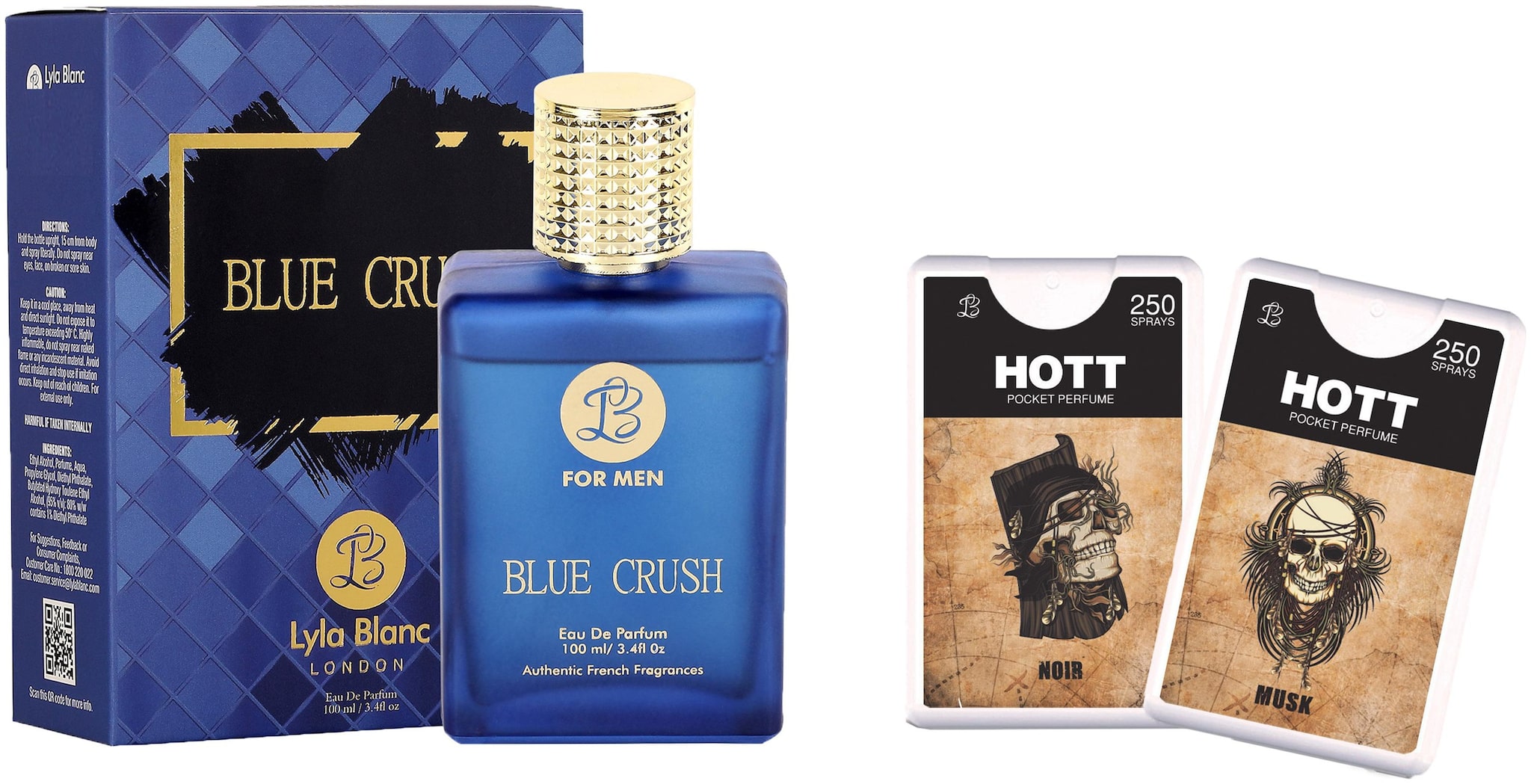 

Lyla Blanc Edp Blue Crush Perfume (100 ml) 2 Pocket Perfume (18 ml each) Combo Offer For Men (Pack of 3)
