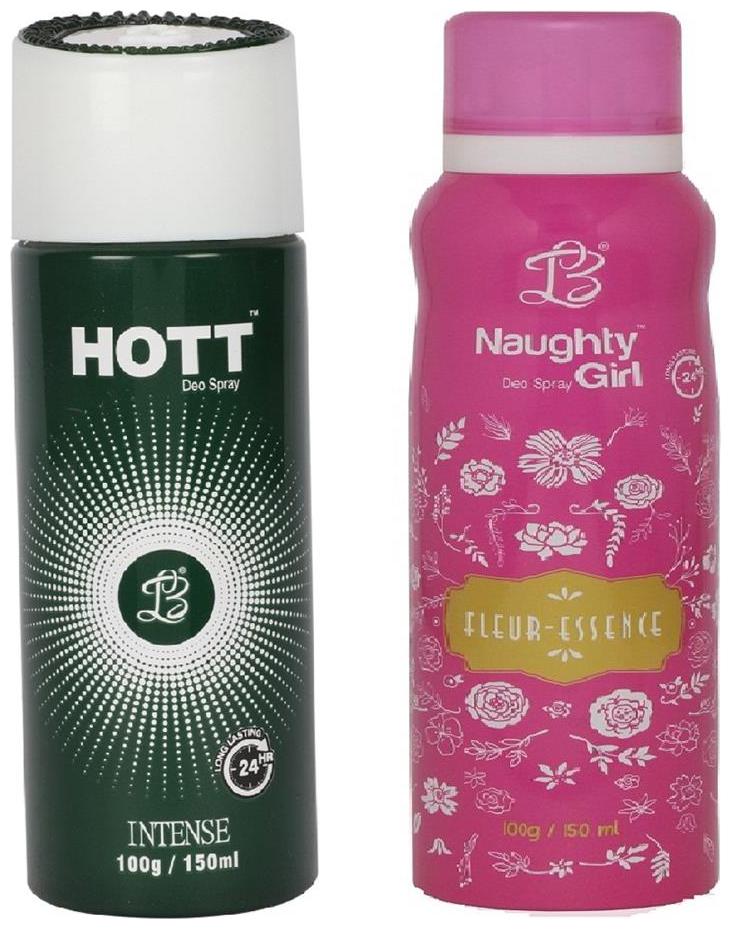 

HOTT Mens INTENSE Naughty Girl FLEUR ESSENCE (Pack of 2 Gas Deodorant for Couple) (150ml each)