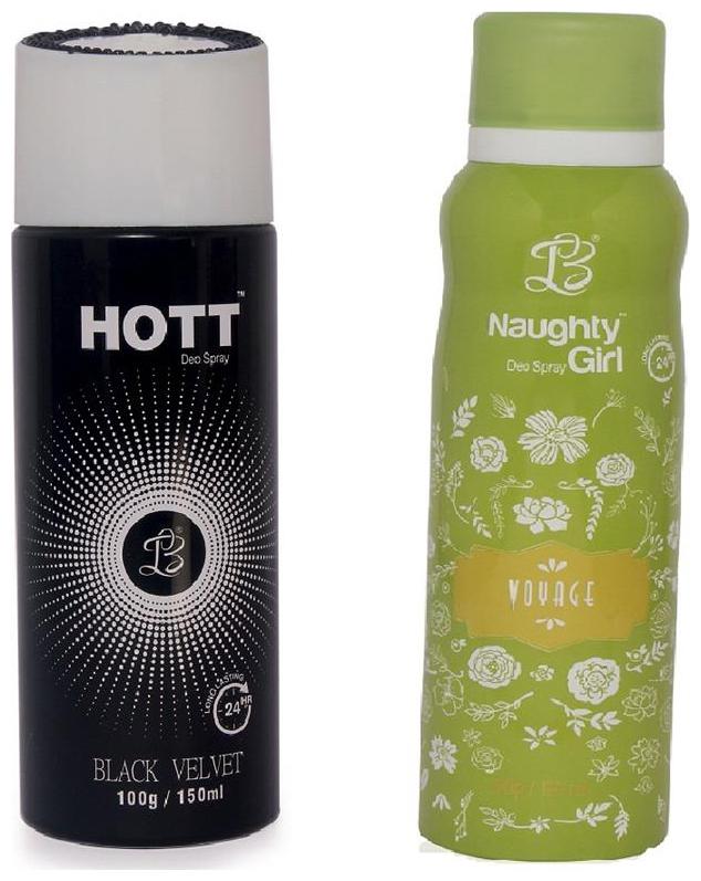 

HOTT Mens BLACK VELVET Naughty Girl VOYAGE (Pack of 2 Gas Deodorant for Couple) (150ml each)