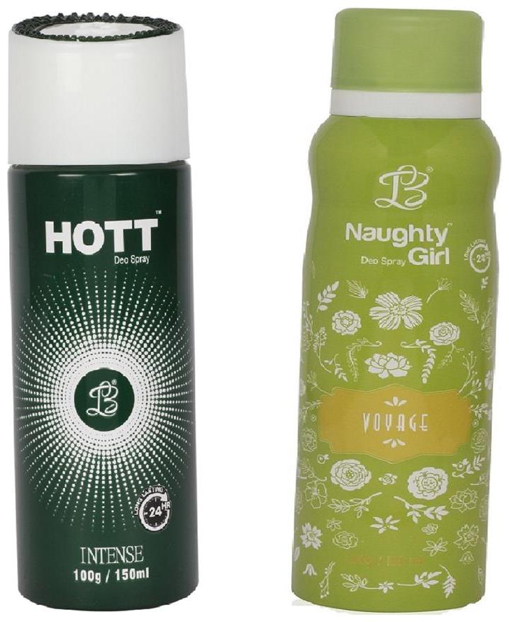 

HOTT Mens INTENSE Naughty Girl VOYAGE (Pack of 2 Gas Deodorant for Couple) (150ml each)