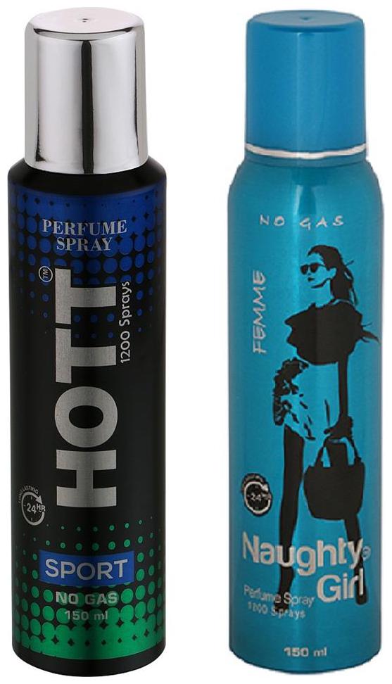 

HOTT Mens SPORT Naughty Girl FEMME (Pack of 2 Perfume Spray for Couple) (150ml each)
