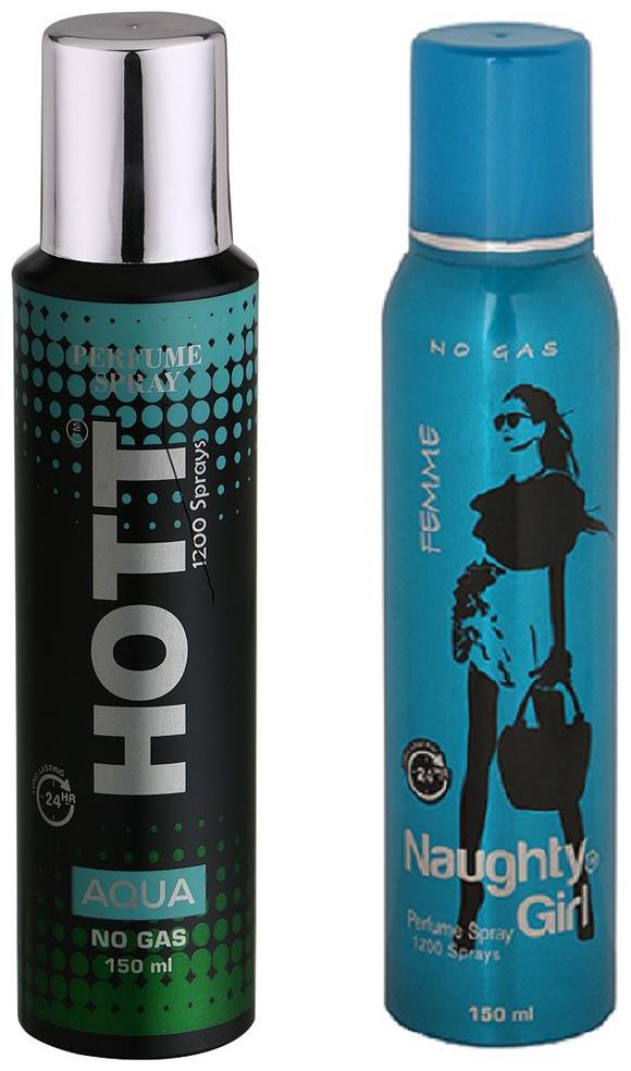 

HOTT Mens AQUA Naughty Girl FEMME (Pack of 2 Perfume Spray for Couple) (150ml each)