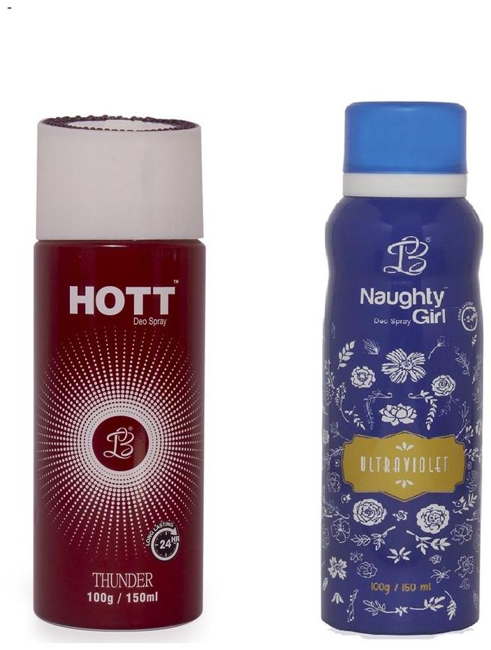 

HOTT Mens THUNDER Naughty Girl ULTRAVOILET (Pack of 2 Gas Deodorant for Couple) (150ml each)