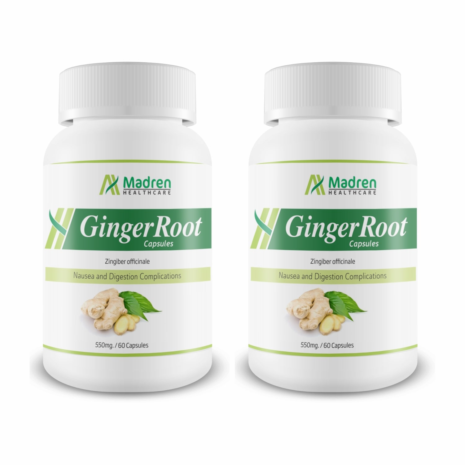 

Madren Ginger root Extract Dietary Supplement 550 mg 60 Capsules (Pack of 2)