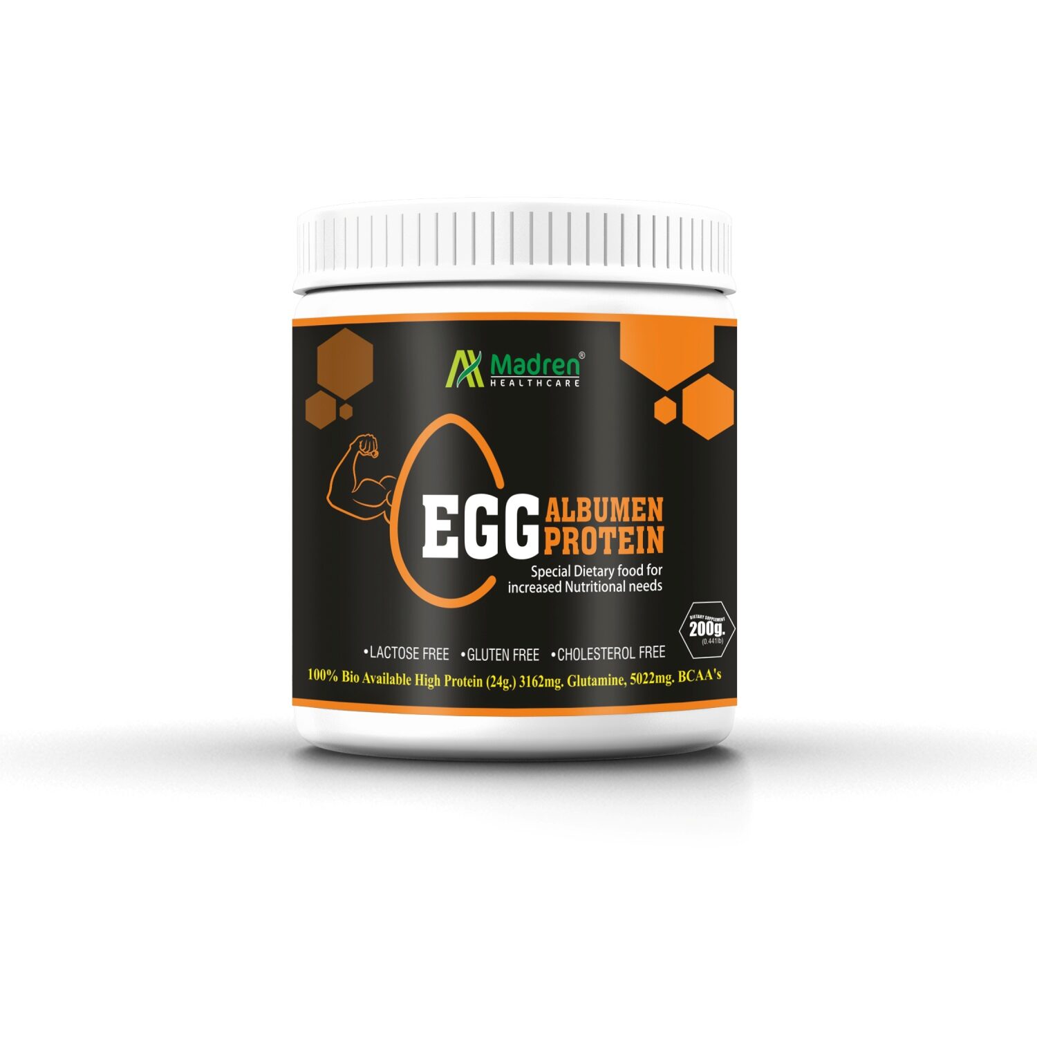 

Madren Healthcare Egg Albumen Protein Powder Lactose Gluten and Cholesterol Free 200 g Pack of 1
