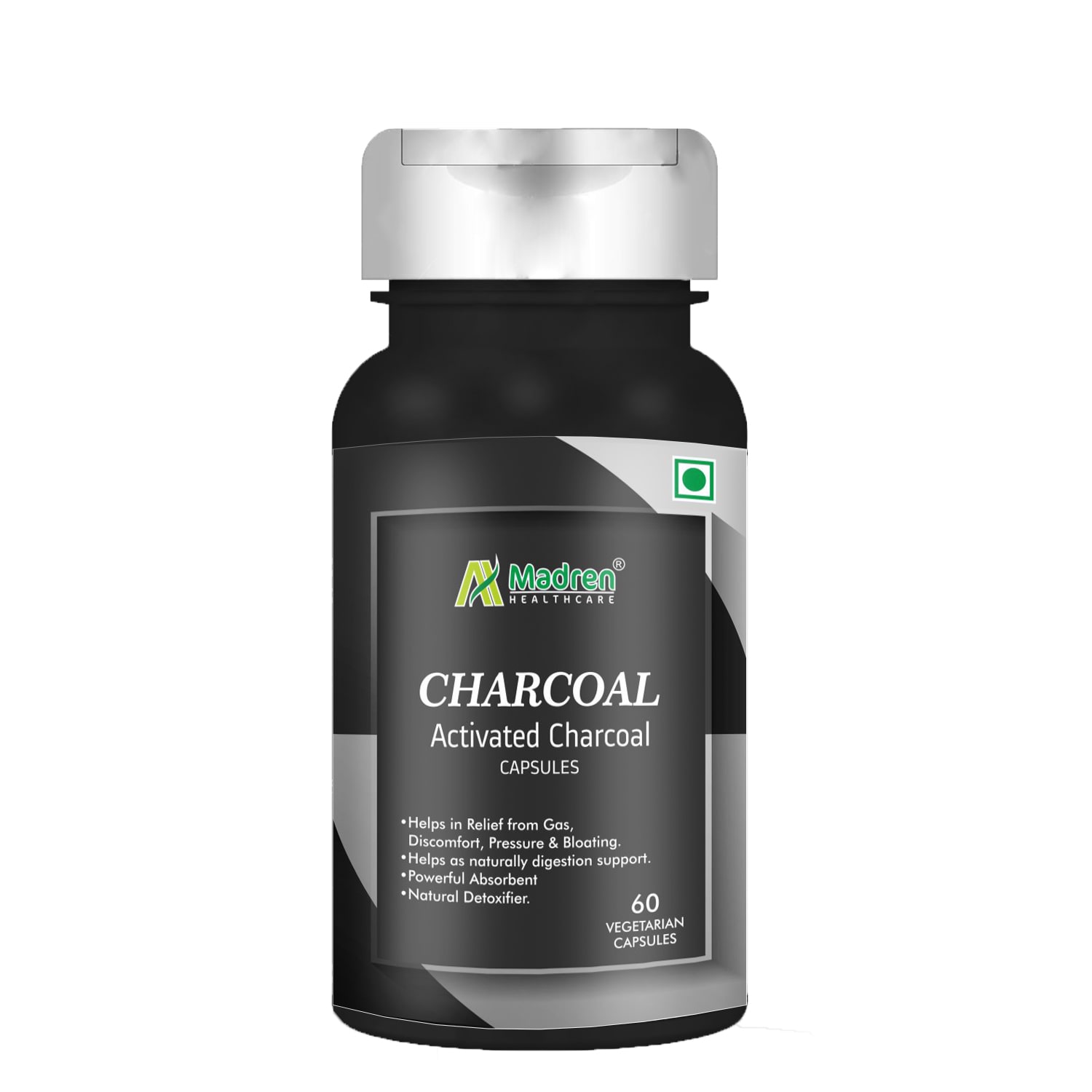 

Madren Healthcare Activated Charcoal 1000mg - 60 Vegetarian Capsules (Pack of 1)