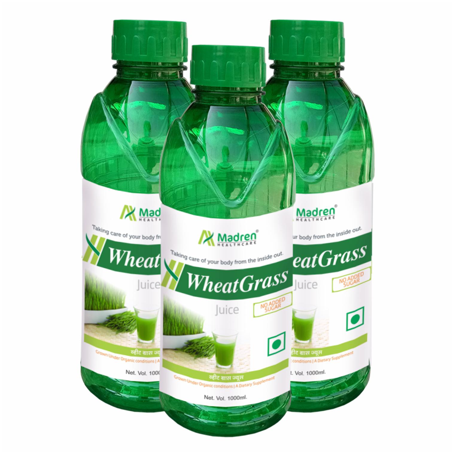 

Madren Healtcare Wheatgrass Natural Herbal Juice Sugar Free 1 L (Pack Of 3)