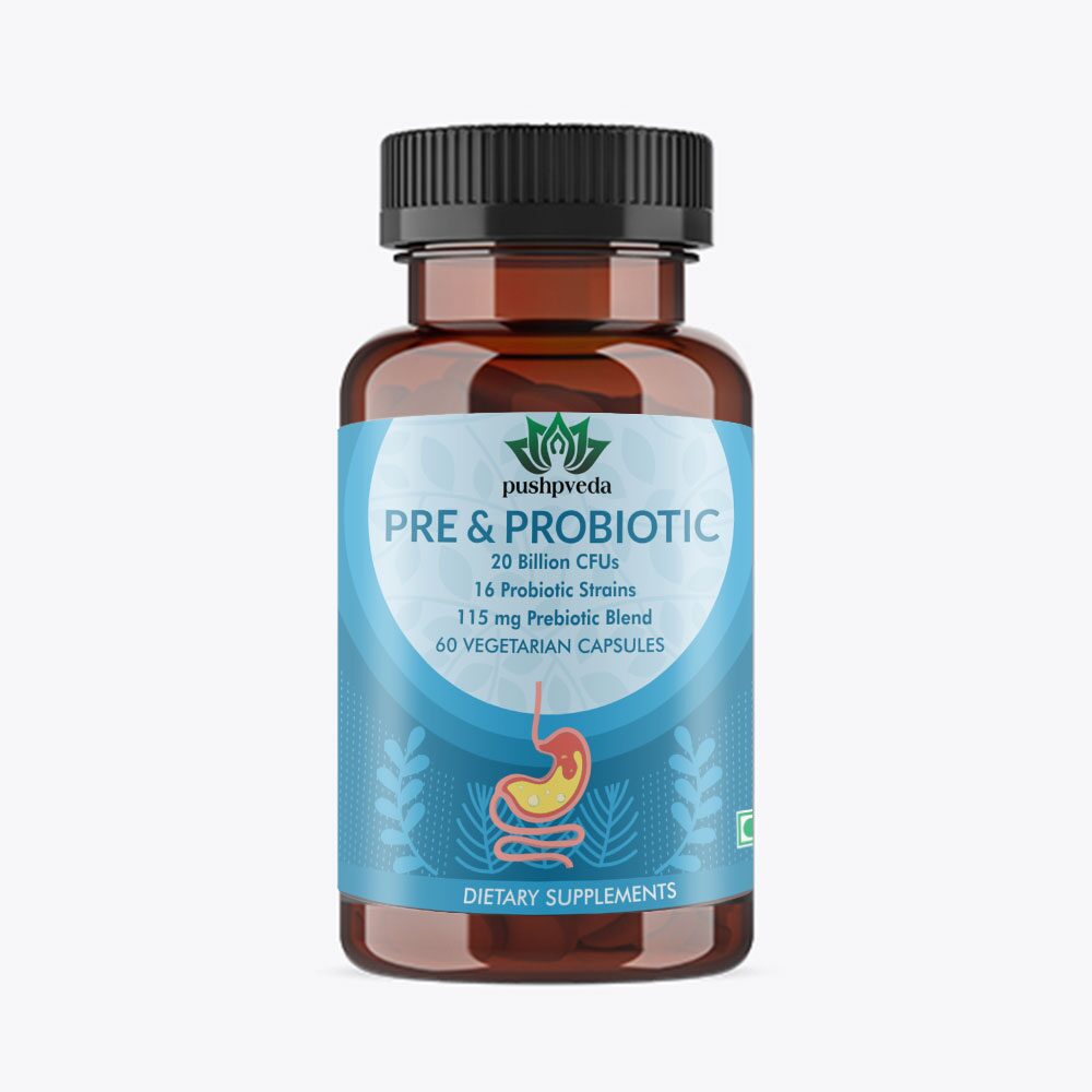 

Madren Healthcare Pushpveda Probiotics Supplement 20 Billion 16 Strains with Prebiotics 60 Capsules (Pack of 1)