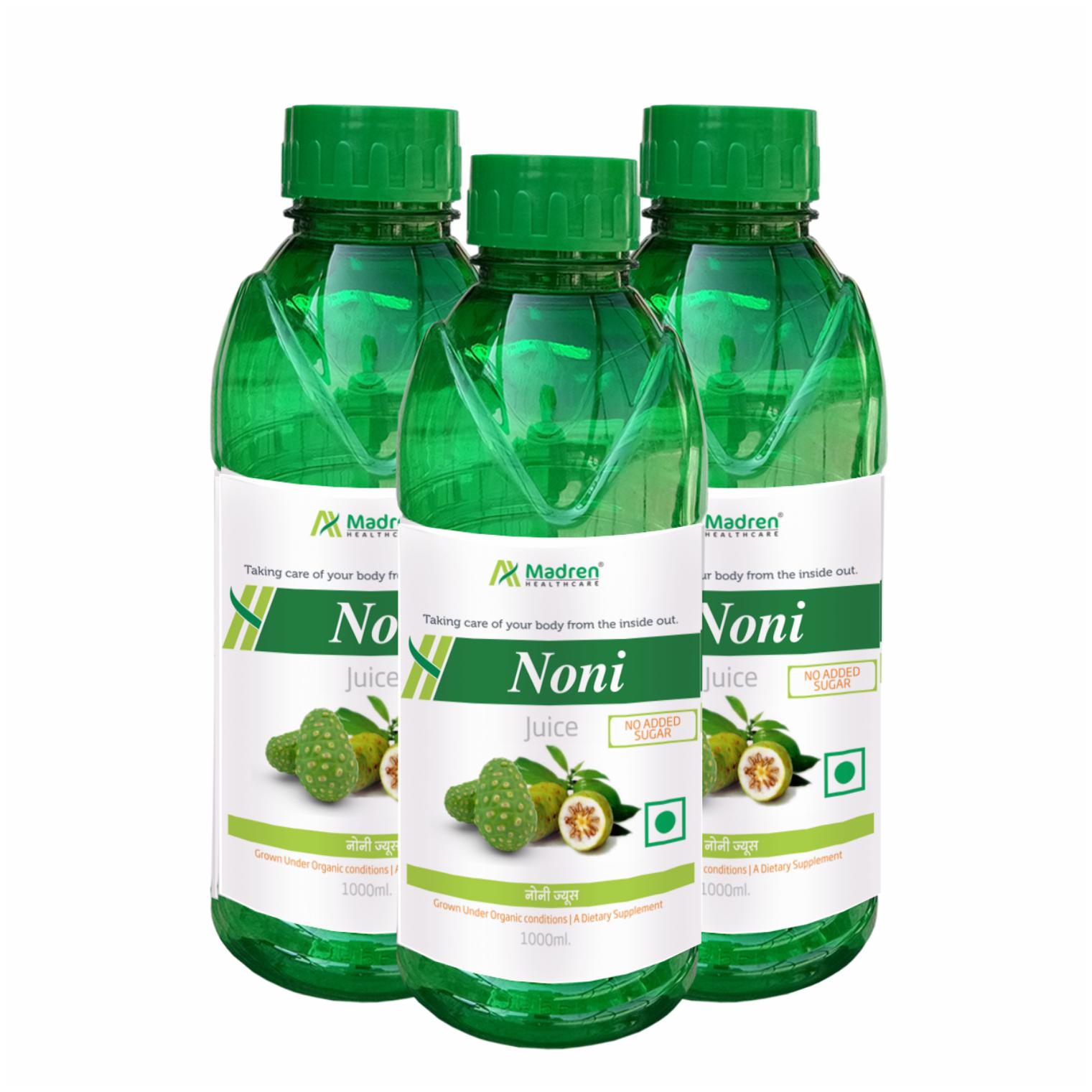 

Madren Healthcare Noni Aloe Vera Garcinia Combogia and Grapes Extract Sugar Free Juice 1 L (Pack Of 3)