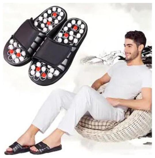 

Magnetic Therapy Accu Paduka Slippers Spring Acupressure and for Full Body Blood Circulation Natural Leg Foot Massager Slippers (Size-8)