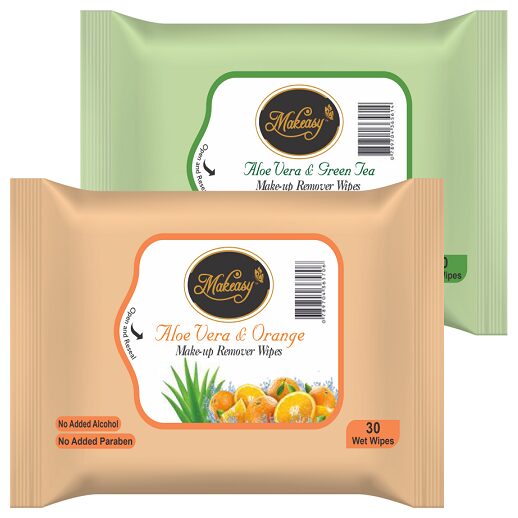 

Makeasy Fresh Cleansing and Make-Up Remover Wipes Orange Green Tea 30 Wipes each (Pack of 2)