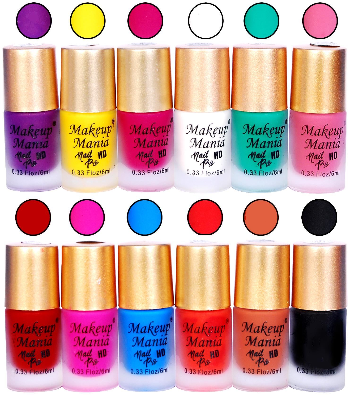 

Makeup Mania Assorted Nail Polishes Combo Matte Nail Paints 6 ml (Pack of 12)