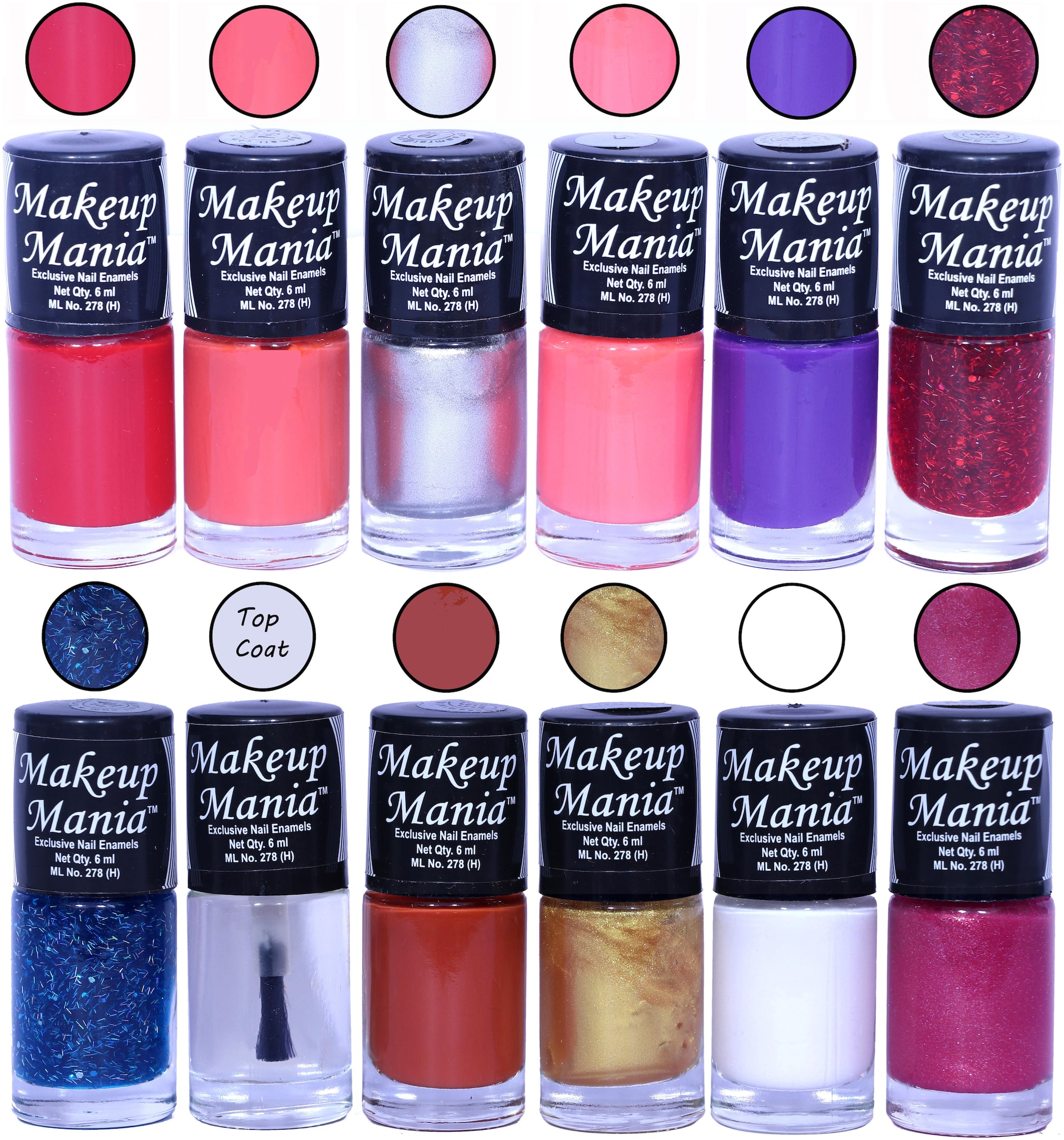 

Makeup Mania Nail Polish Nail Paint 6ml Each Set of 12 Multi Color Combo Set No 132