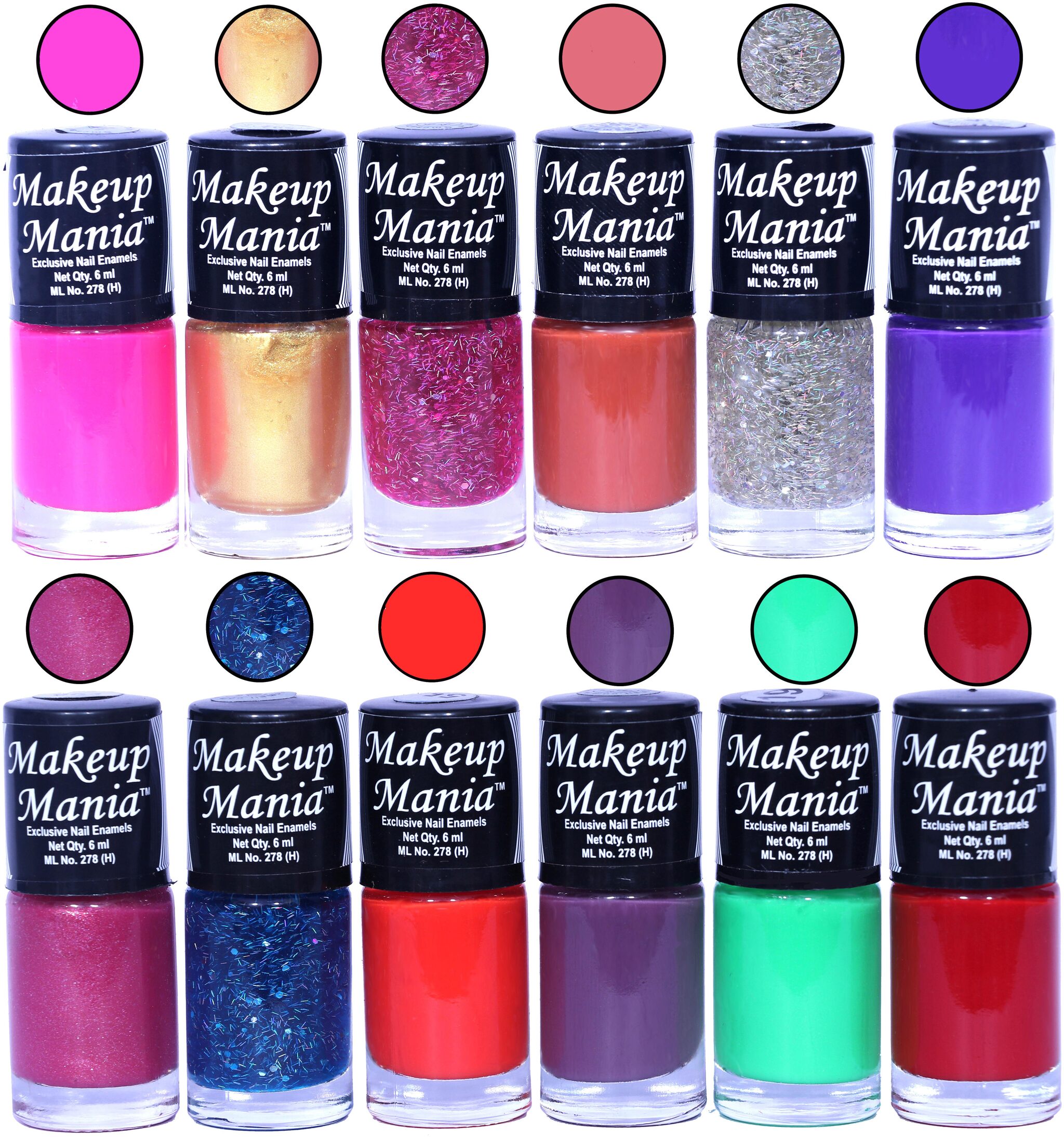 

Makeup Mania Nail Polish Nail Paint 6ml Each Set of 12 Multi Color Combo Set No 88