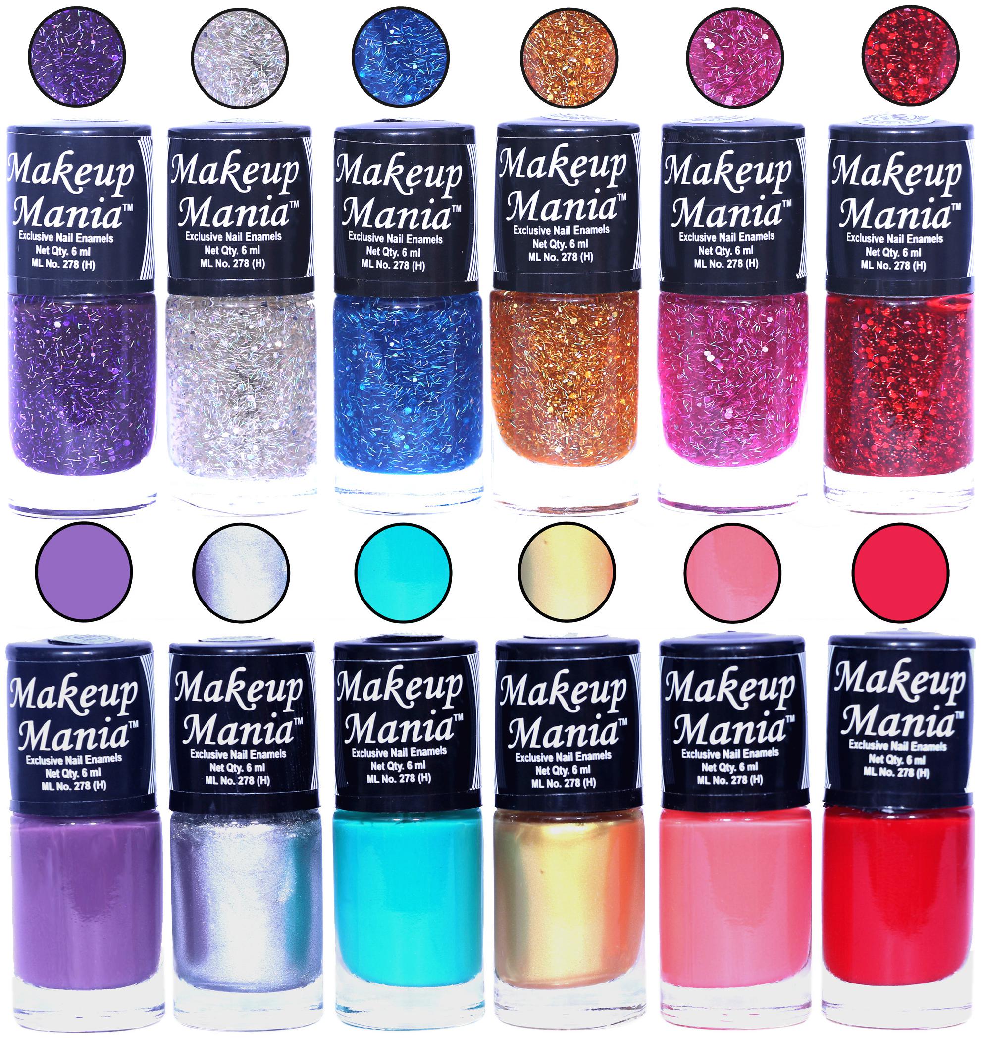 

Makeup Mania Nail Polish Nail Paint 6ml Each Set of 12 Multi Color Combo Set No 92