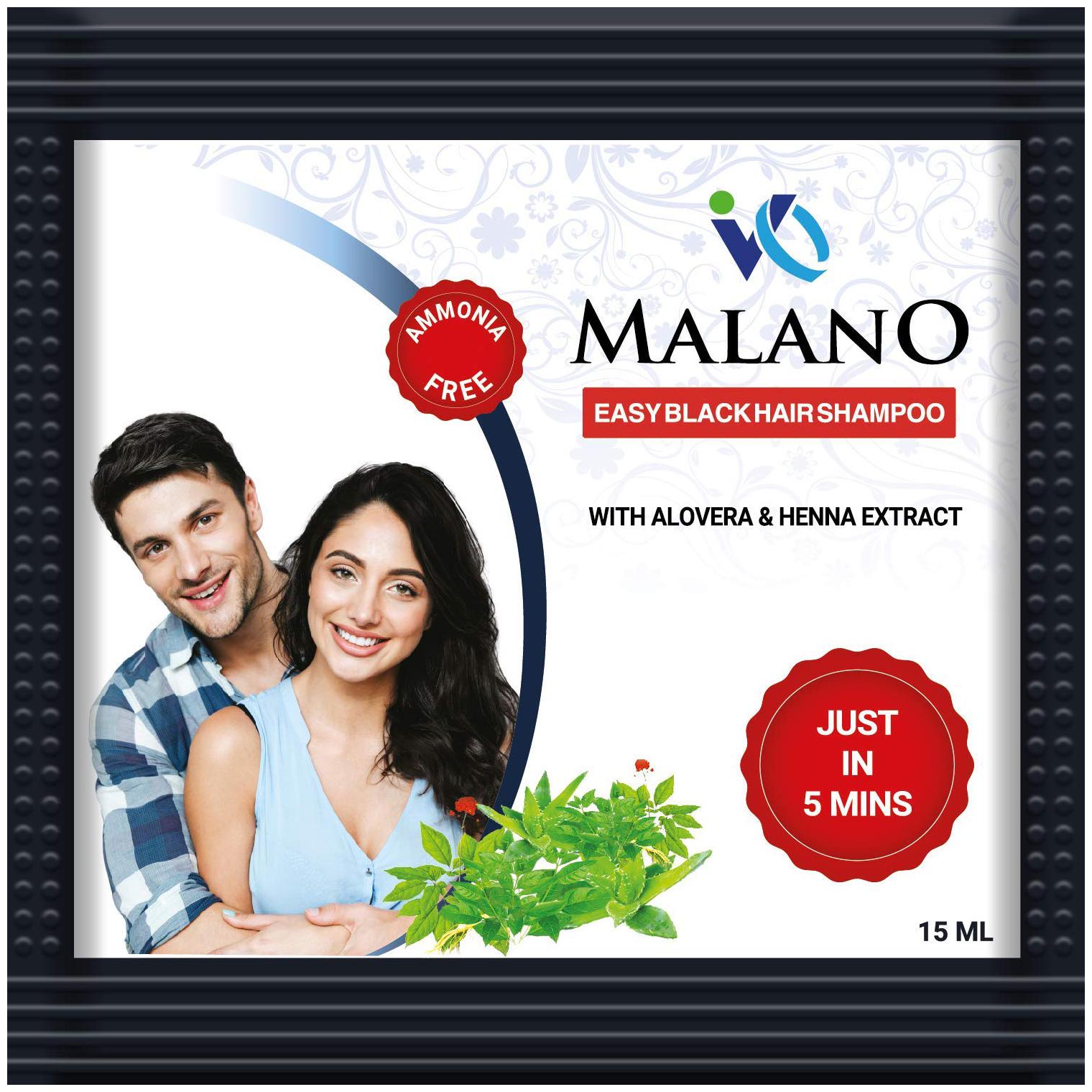 

Malano 5 Mins Black Hair Colour Shampoo Dye 15 Ml X 24 Sachets