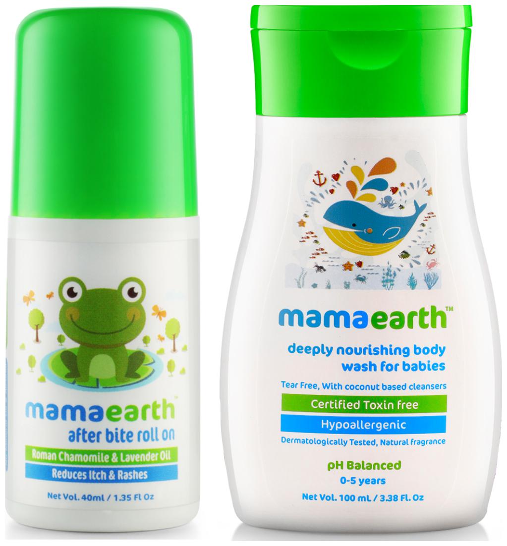 

Mamaearth After Bite Roll On for Rashes Mosquito 40ml for Babies and nourishing wash (100 ml) (Pack of 2)