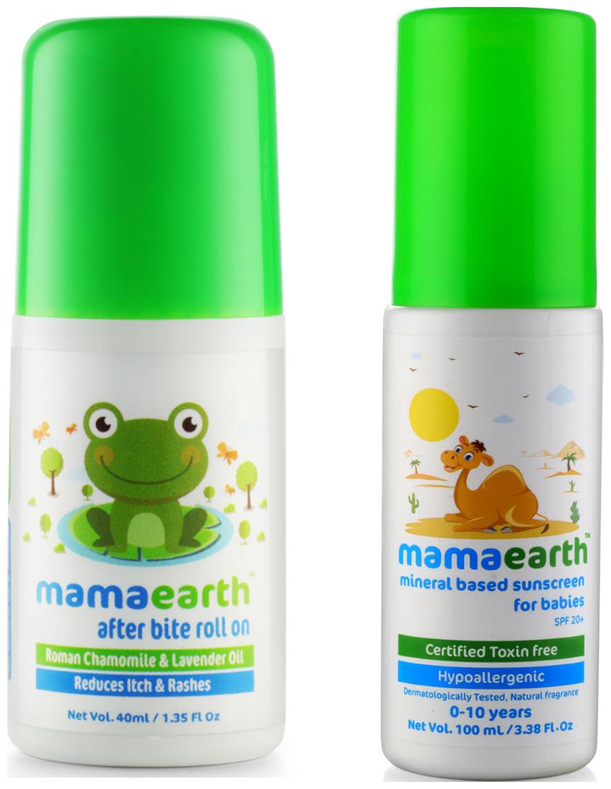 

Mamaearth After Bite Roll On for Rashes Mosquito 40ml for Babies and Mineral Based Sunscreen (100 ml) (Pack of 2)