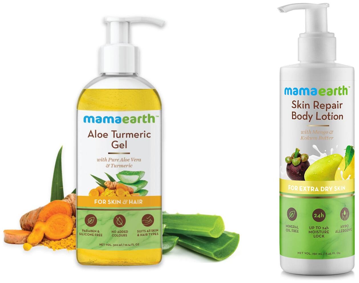 

Mamaearth Aloe Vera Gel 300 ml and Skin Repair Natural Winter Body Lotion 250 ml (Pack of 2)