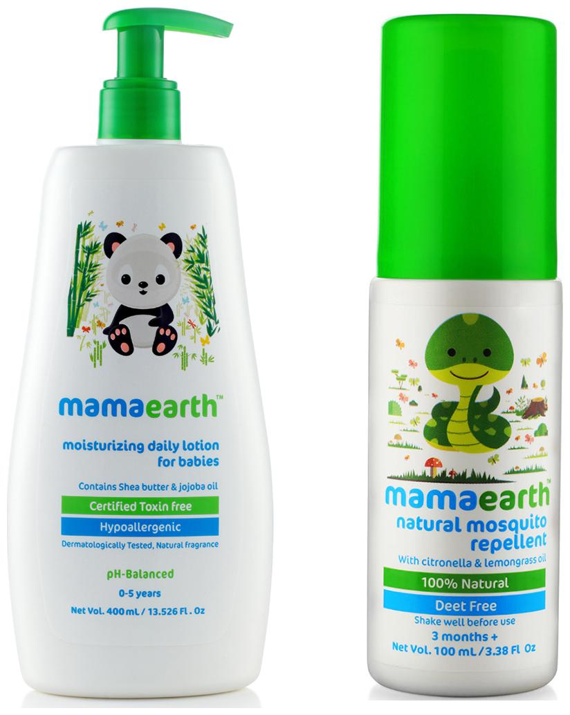 

Mamaearth Daily Moisturizing Baby Lotion 400ml and Natural Insect Repellent (100 ml) (Pack of 2)