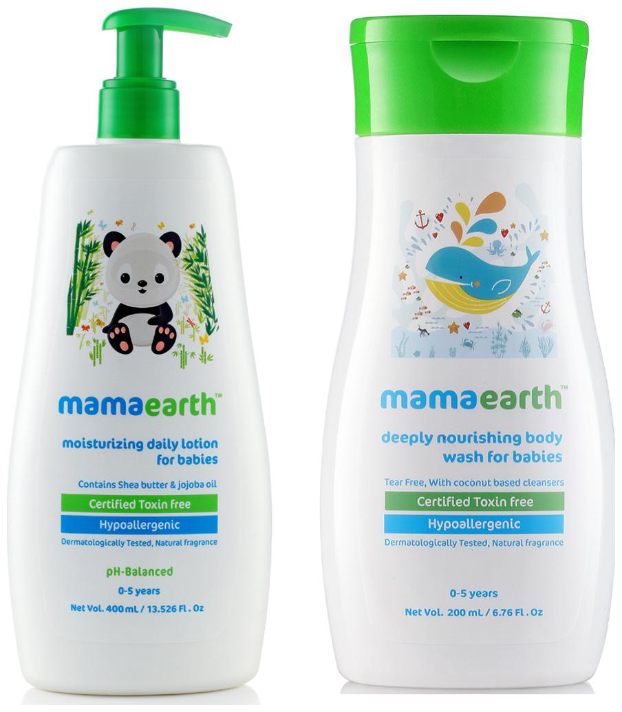 

Mamaearth Daily Moisturizing Baby Lotion 400ml and nourishing wash (200 ml) (Pack of 2)
