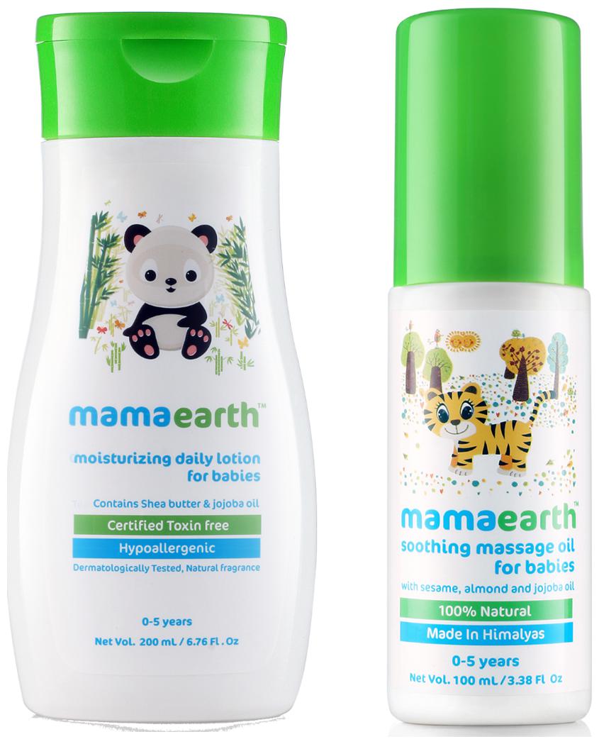 

Mamaearth Daily Moisturizing Baby Lotion 200ml and Soothing Massage Oil (100 ml) (Pack of 2)