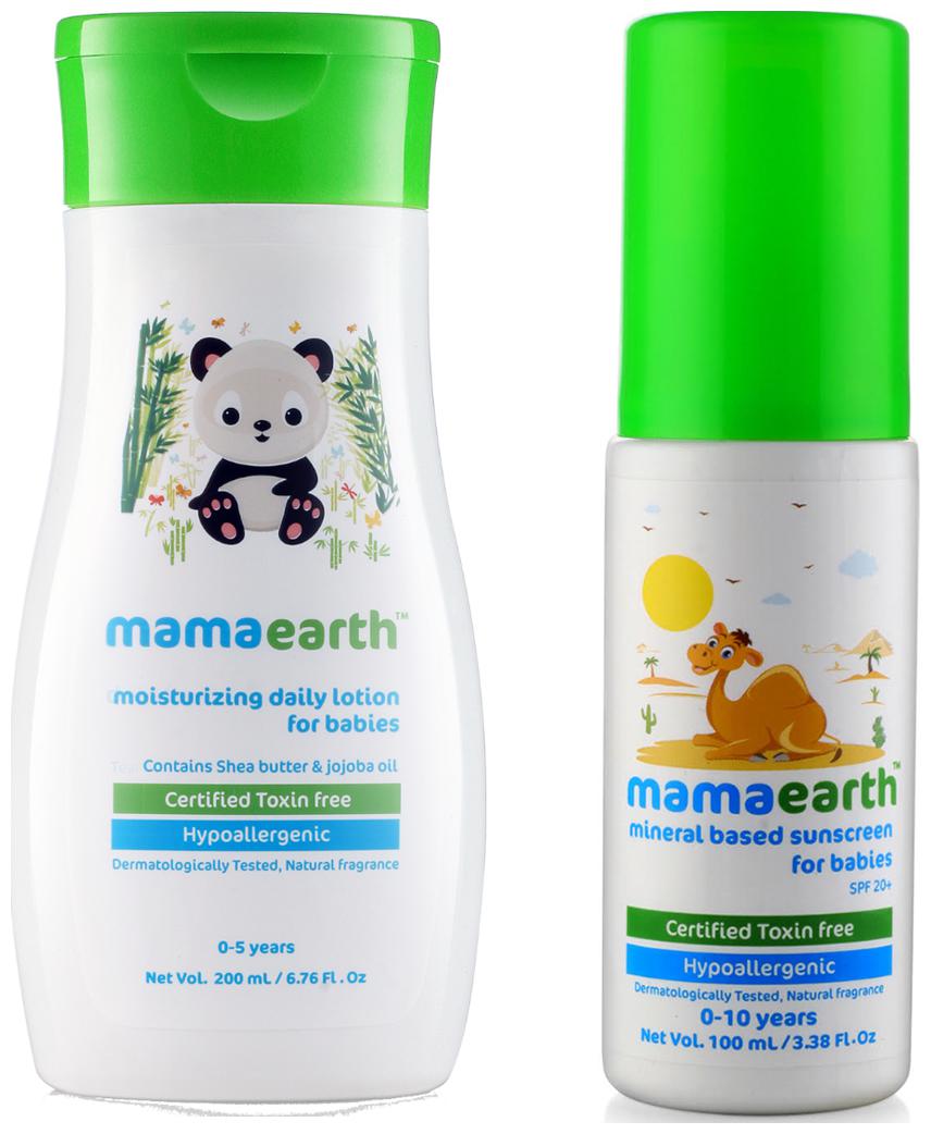 

Mamaearth Daily Moisturizing Baby Lotion 200ml and Mineral Based Sunscreen (100 ml) (Pack of 2)