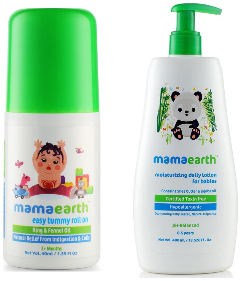 

Mamaearth Easy baby Tummy Roll On for Digestion Colic Relief with Hing Fennel 40 ml and Daily Moisturizing Baby Lotion 400 ml (Pack of 2)