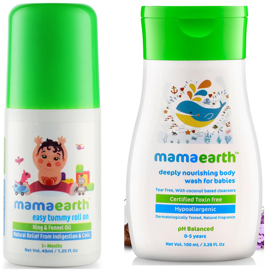 

Mamaearth Easy baby Tummy Roll On for Digestion Colic Relief with Hing Fennel 40 ml and nourishing wash (100 ml) (Pack of 2)