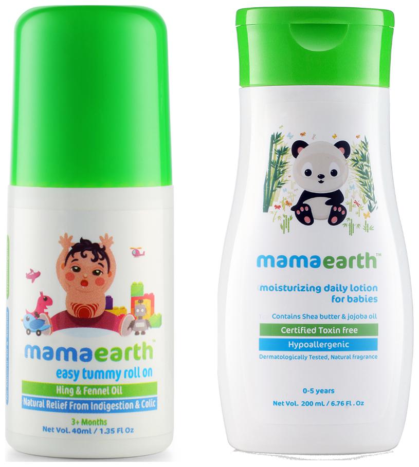 

Mamaearth Easy baby Tummy Roll On for Digestion Colic Relief with Hing Fennel 40 ml and Daily Moisturizing Baby Lotion 200 ml (Pack of 2)