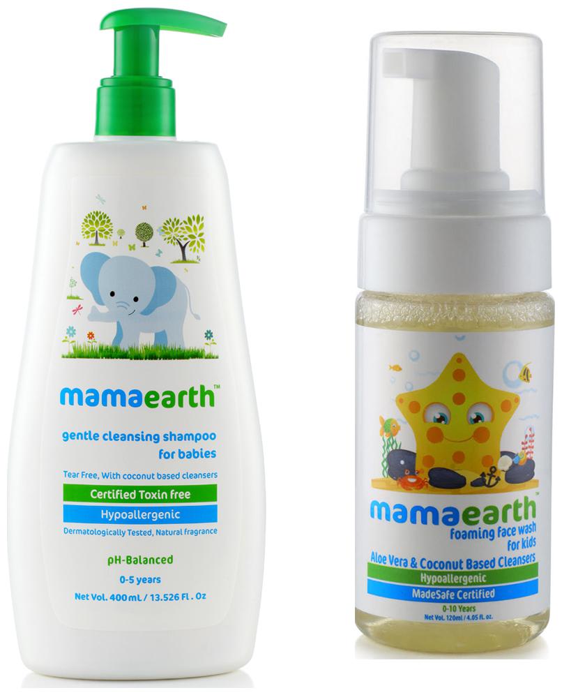 

Mamaearth Gentle Cleansing Shampoo for babies (400 ml 0-5 Yrs) Foaming Baby Face Wash for Kids with Aloe Vera and Coconut Based Cleansers 120 ml Pack of 2