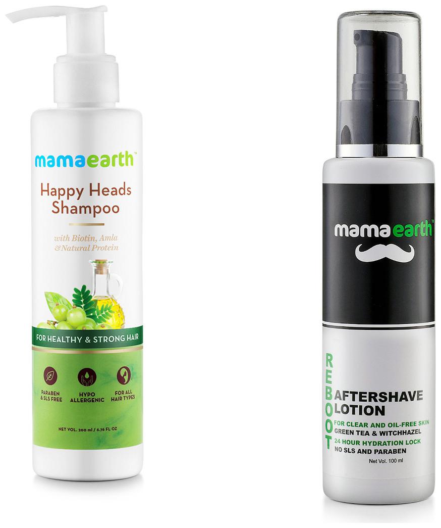 

Mamaearth Happy Heads Hair Shampoo 200ml with Biotin and Reboot After Shave Lotion -100ml(Pack of 2)