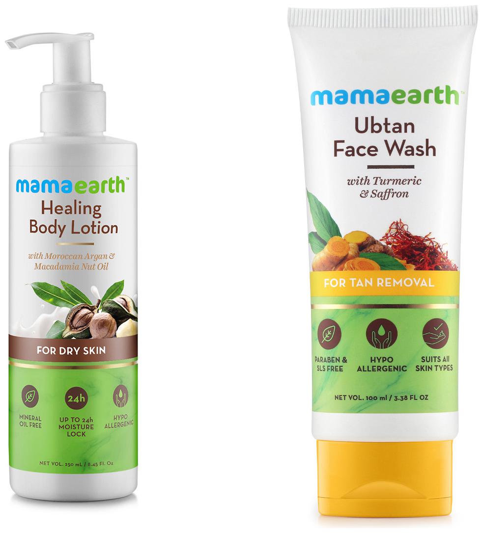 

Mamaearth Healing Natural Body Lotion with Argan Oil-250ml Macadamia Nut and Ubtan Natural Face Wash 100 ml