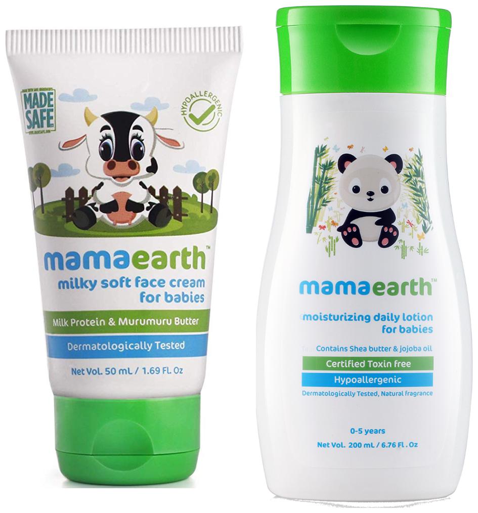 

Mamaearth Milky Soft Natural Baby Face Cream 50mL and Daily Moisturizing Baby Lotion 200ml (Pack of 2)