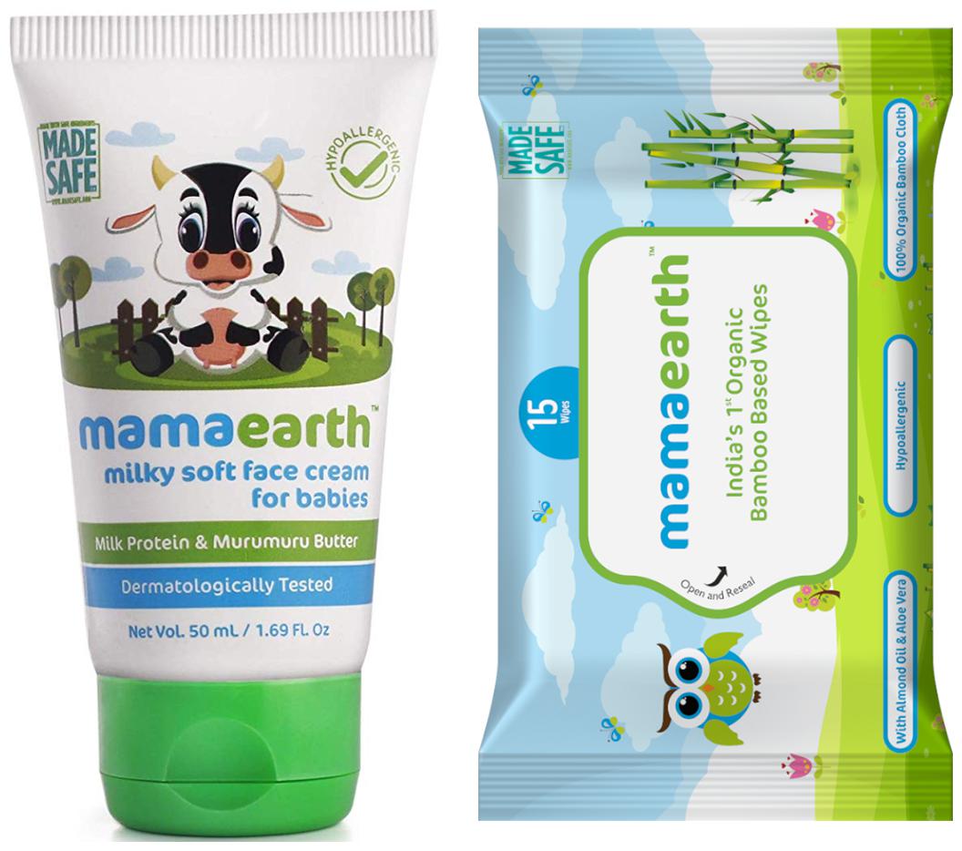 

Mamaearth Milky Soft Natural Baby Face Cream 50mL andMamearth Baby Wipes Travel Pack (15 Wipes) (Pack of 2)