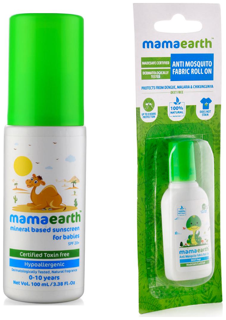 

Mamaearth Mineral Based Sunscreen (100 ml) and Anti Mosquito Fabric Roll On 8ml (Pack of 2)