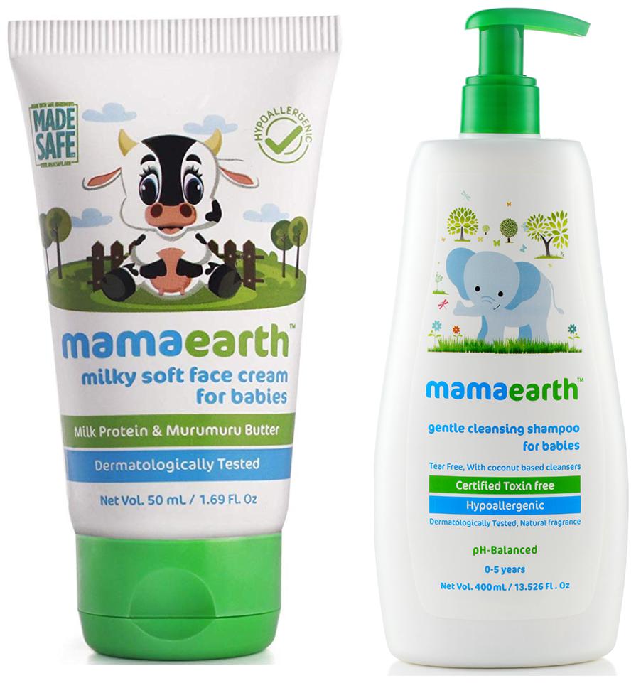 

Mamaearth Milky Soft Natural Baby Face Cream 50mL and Gentle Cleansing Shampoo (400 ml) (Pack of 2)